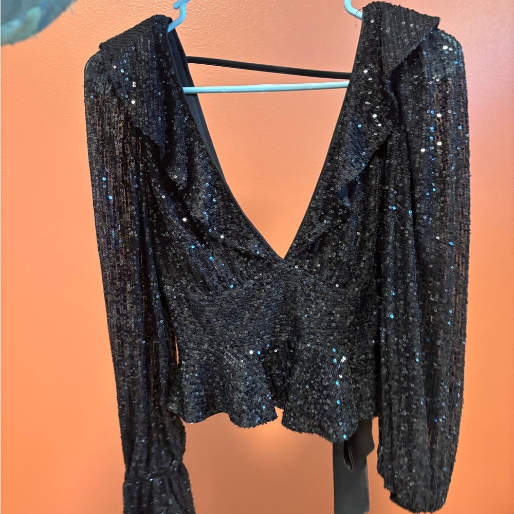 Elegant Black Sequin Women's Top